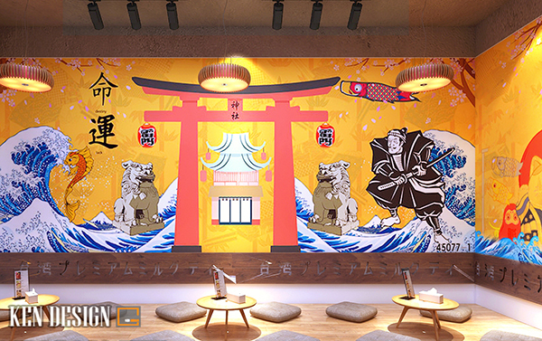 trang trí quán cafe bằng tranh vẽ tường